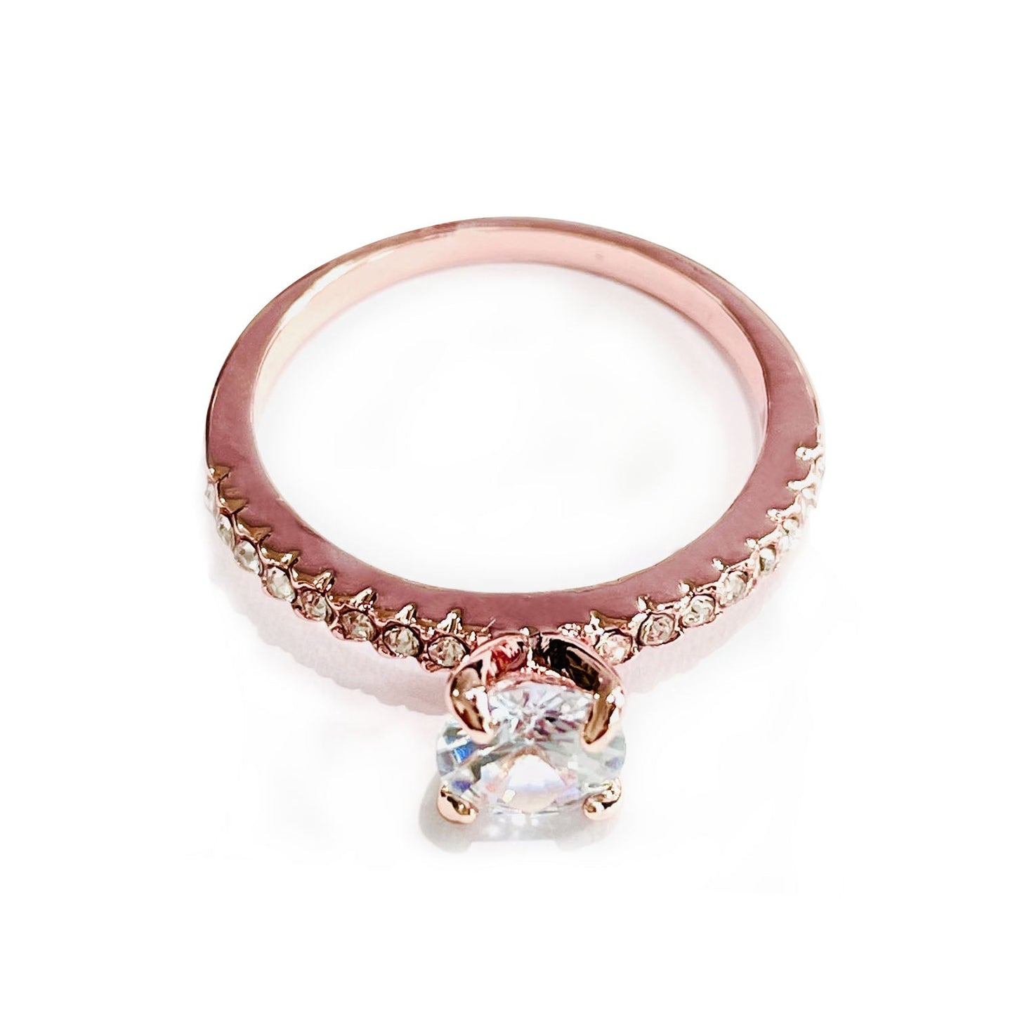 14K Rose Gold Engagement Ring with crystals