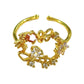 14K Yellow or Rose Gold Adjustable Ring with Crystals