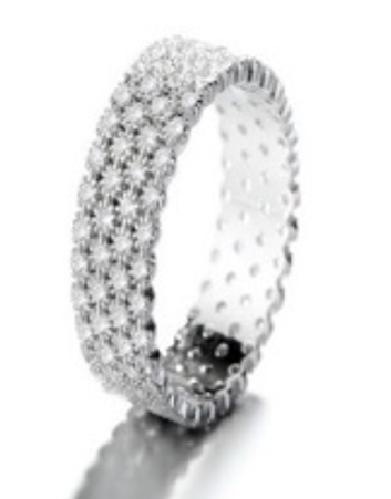 Sterling Silver Four Row Eternity Ring with Simulated Diamonds