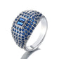 Sterling Silver Pave Crystal Rings With Clear Or Blue Sapphire Gemstones