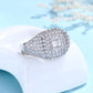Sterling Silver Pave Crystal Rings With Clear Or Blue Sapphire Gemstones