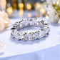14K White Gold Brilliant & Princess Cut Eternity Ring with Simulated Diamonds