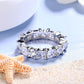 14K White Gold Brilliant & Princess Cut Eternity Ring with Simulated Diamonds