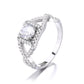 Sterling Silver Split Shank Halo Simulated Diamond Engagement Ring