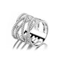 Silver-Tone Cross Over Ring with Simulated Diamonds