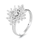 Sterling Silver Sunburst Marquise Ring With Simulated Diamonds