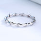 Sterling Silver Wave Ring With Crystals