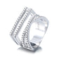 Silver-Tone Four-Row Geometric Ring with Simulated Diamonds
