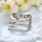 Silver-Tone Four-Row Geometric Ring with Simulated Diamonds