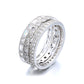 Silvertone Milgrain Band Set With Simulated Diamonds