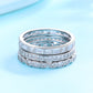 Silvertone Milgrain Band Set With Simulated Diamonds