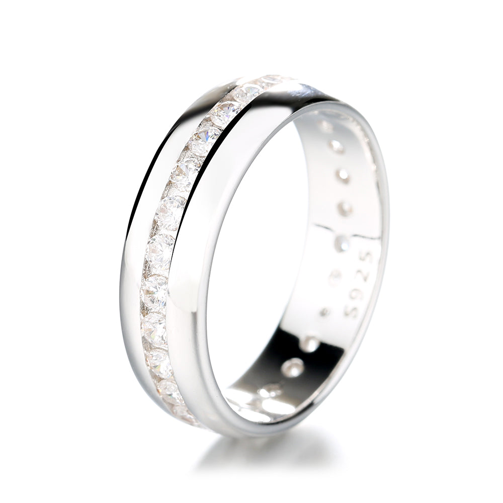 Amy and Annette 14K Gold Channel Set Eternity Band Ring with Crystals