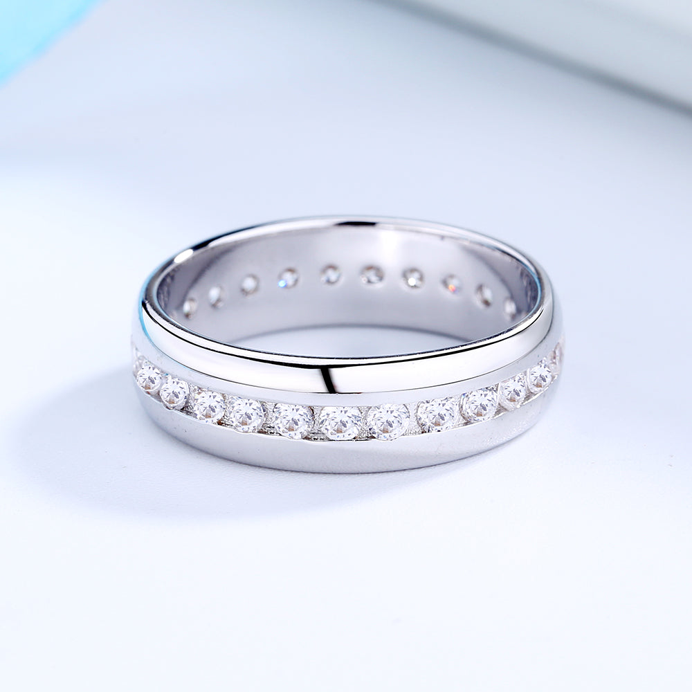 Amy and Annette 14K Gold Channel Set Eternity Band Ring with Crystals