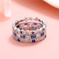 14K White Gold Sapphire French Milligram 3 piece Ring Set