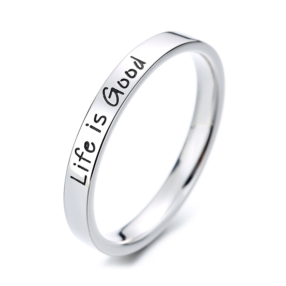 Amy and Annette Sterling Silver Life is Good Band