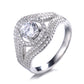 Silver-Tone 5 Row Halo Engagement Ring with Simulated Diamonds
