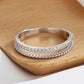14 KT White Gold Plated Two Row Twist Ring with Simulated Diamonds