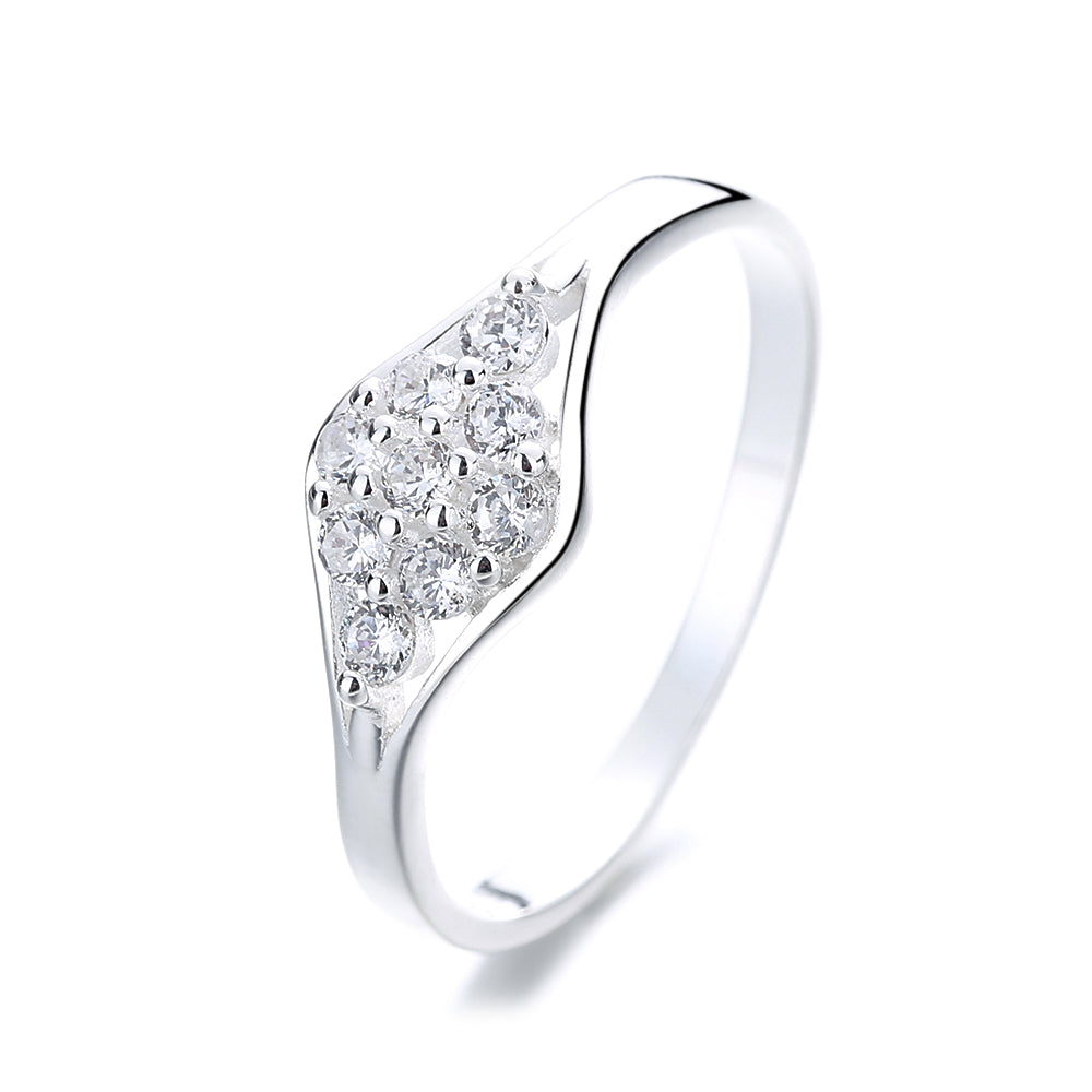 Sterling Silver Geometric Ring with crystals