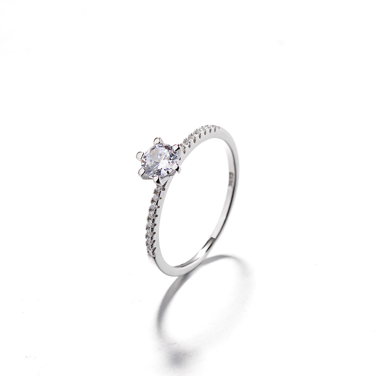 Sterling Silver Eternity engagement ring with Simulated Diamonds