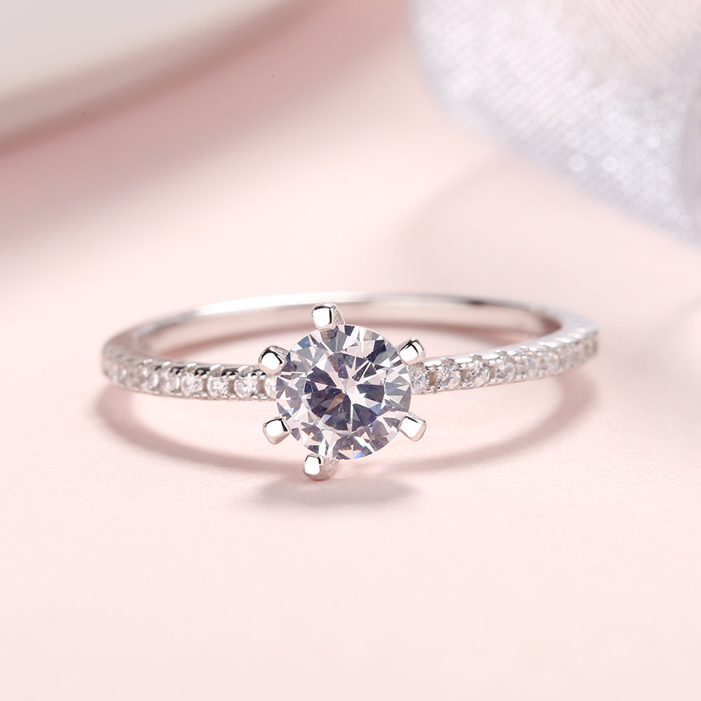Sterling Silver Eternity engagement ring with Simulated Diamonds