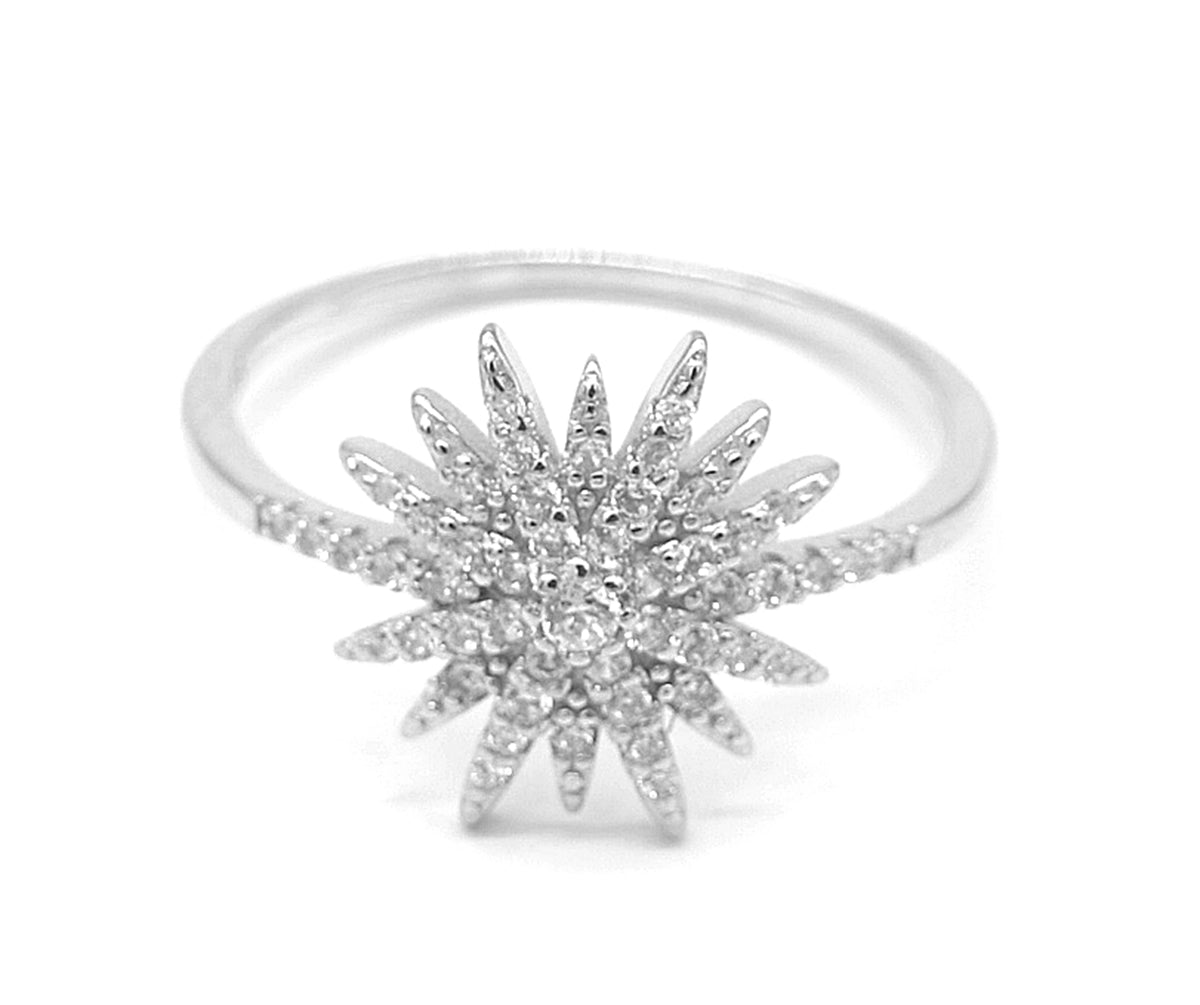 Sterling Silver Shooting Star Ring With Simulated Diamonds