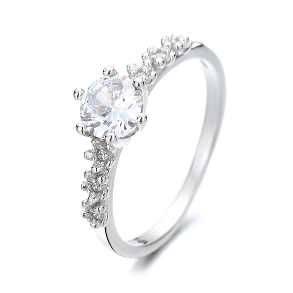 Sterling Silver Engagement Ring with crystals