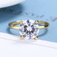 14K Gold and Sterling Silver Round Prong-Set Ring with 4.00 CTTW Brilliant Cut Simulated Diamond