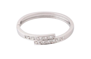 Amy and Annette Sterling Silver Bypass Ring with Simulated Diamonds