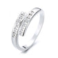Amy and Annette Sterling Silver Bypass Ring with Simulated Diamonds