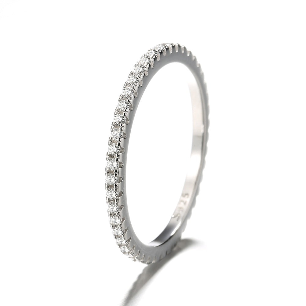 14K Gold and Sterling Silver Eternity Ring with Crystals