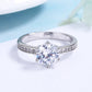 Sterling Silver Classic Engagement Ring with Simulated Diamonds