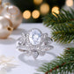 14K Gold and Sterling Silver Quaint Engagement Ring with crystals