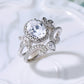 14K Gold and Sterling Silver Quaint Engagement Ring with crystals