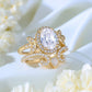 14K Gold and Sterling Silver Quaint Engagement Ring with crystals