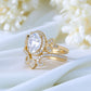 14K Gold and Sterling Silver Quaint Engagement Ring with crystals