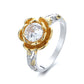 Amy and Annette 14K Gold over Sterling Silver Floral Ring with Simulated Diamonds