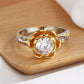 Amy and Annette 14K Gold over Sterling Silver Floral Ring with Simulated Diamonds