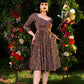 Priscilla Swing Dress in Gold and Black Medallions Print Stretch Twill | Laura Byrnes & Hope Johnstun