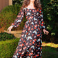 Swann 70s Maxi Dress in Insect Print Crepe | Laura Byrnes & Hope Johnstun