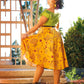 Doris Vintage Swing Skirt in Mustard Spanish Fans | Laura Byrnes & Hope Johnstun