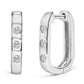 10K White Gold 1/10 Cttw Three Stone Lab Grown Diamond Oval Huggies Hoop Earrings