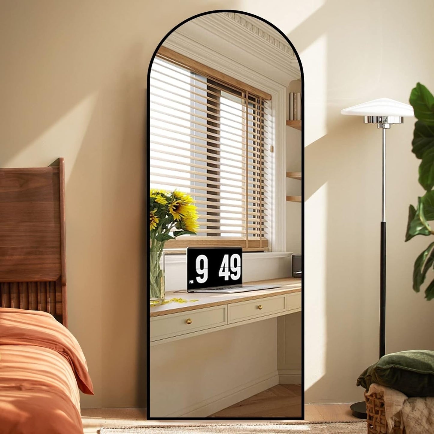 Arched Full Length Mirror with Stand Floor Standing Mirrors for Bedroom Body Hanging Leaning Wall Living Room Cloakroom ï
