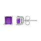 14K White Gold 5x5MM Princess Cut Purple Amethyst Solitaire Stud Earrings