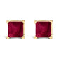 14K White Gold 5x5MM Princess Cut Purple Amethyst Solitaire Stud Earrings
