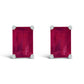 14K White Gold 6x4MM Emerald Shaped Amethyst Solitaire Stud Earrings
