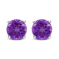 14K White Gold 5X5MM Round Purple Amethyst Solitaire Stud Earrings