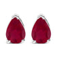 14K White Gold 6x4MM Pear Shaped Purple Amethyst Solitaire Stud Earrings
