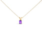 14K White Gold 6x4MM Emerald Cut Purple Amethyst Solitaire Pendant Necklace