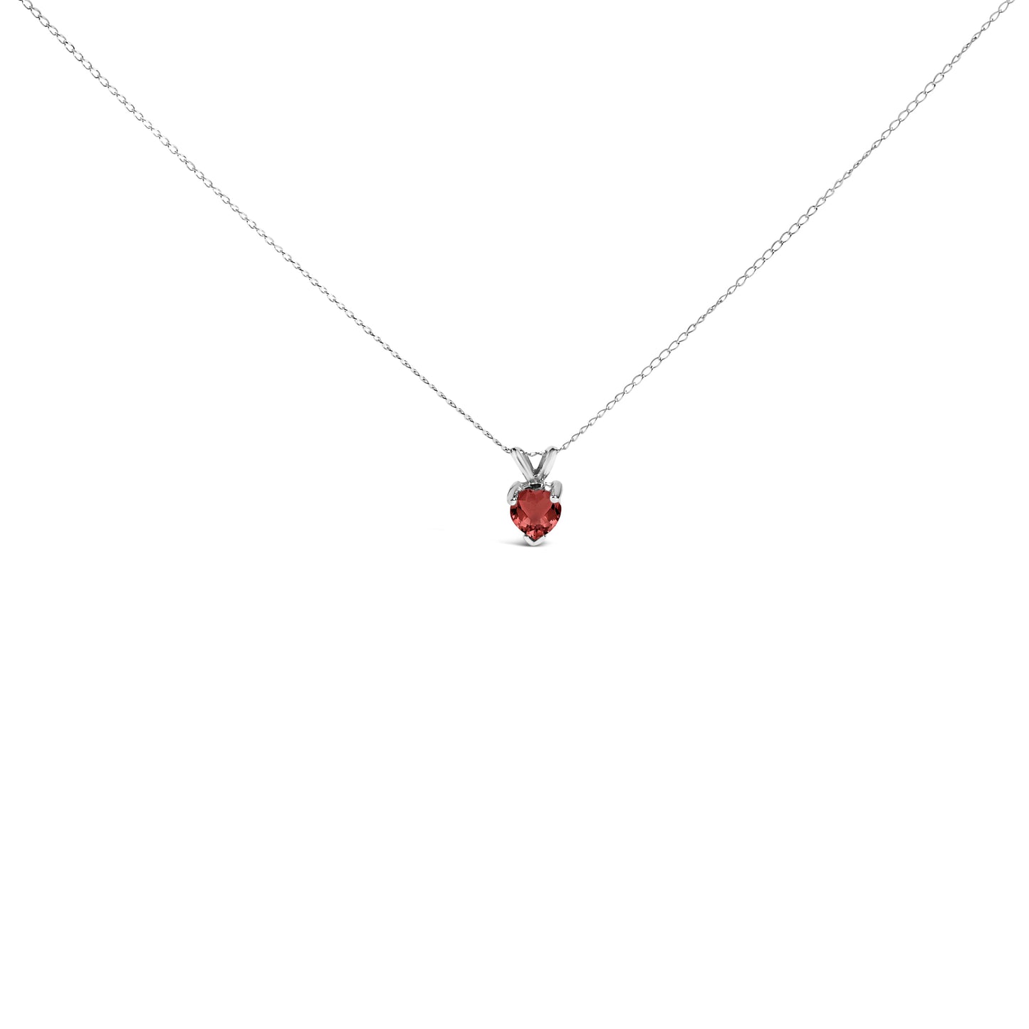 14K वाइट गोल्ड 5X5 MM हार्ट शेप पर्पल एमेथिस्ट सॉलिटेयर पेंडेंट नेकलेस