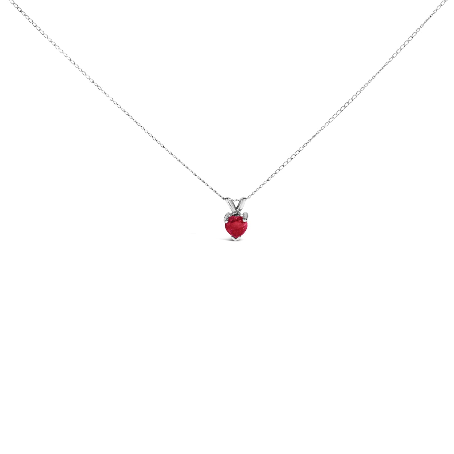 14K वाइट गोल्ड 5X5 MM हार्ट शेप पर्पल एमेथिस्ट सॉलिटेयर पेंडेंट नेकलेस